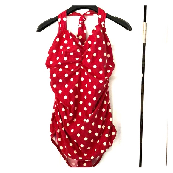 Modcloth Other - One piece red polka dot vintage swimsuit